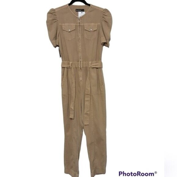 Blank NYC jumpsuit women S LAGENLOOK twill tan AVANT GARDE Y2K retro boho - Picture 1 of 8